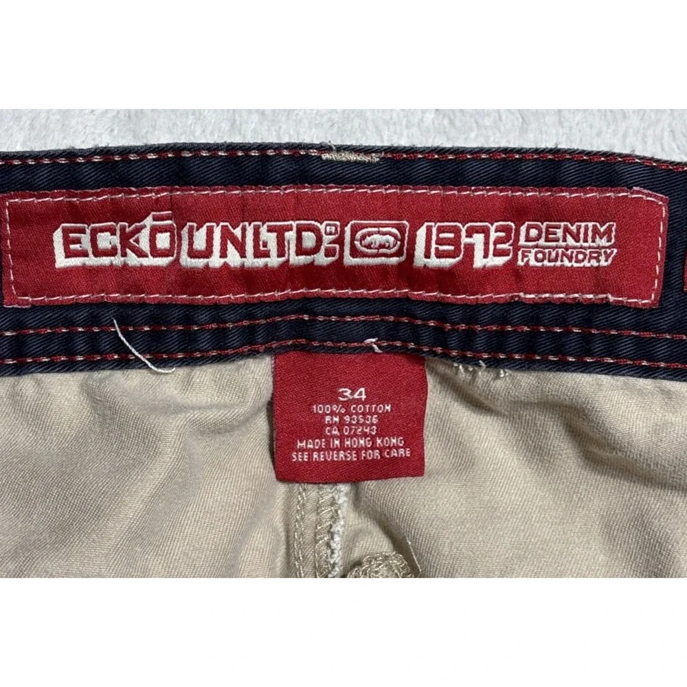 Ecko Unltd Cargo Shorts Men 34 Khaki Brown Utility Edison Cargo Vintage Y2K